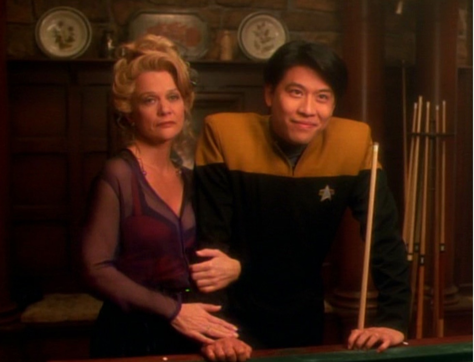Judy Geeson with Garrett Wang in Star Trek: Voyager