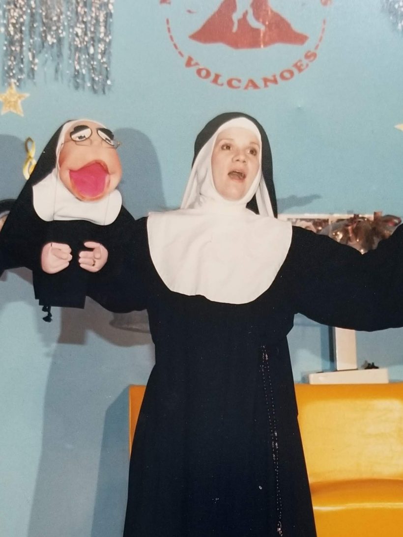 James’ wife, Claire, performing in Nunsense